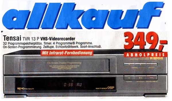 Ein Videorecorder im Jahr 1995 bei allkauf